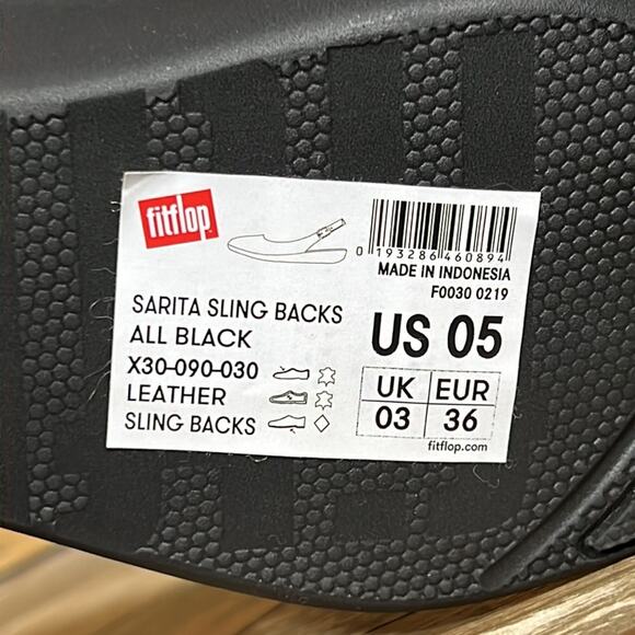 FitFlop Sarita Black Leather Sling Back Close-Toed Comfort Loafers Womens Size 5 - Picture 11 of 11
